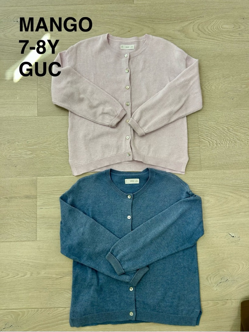 Mango Button-Front Cardigan Duo - Dusty Pink & Blue 7-8Y